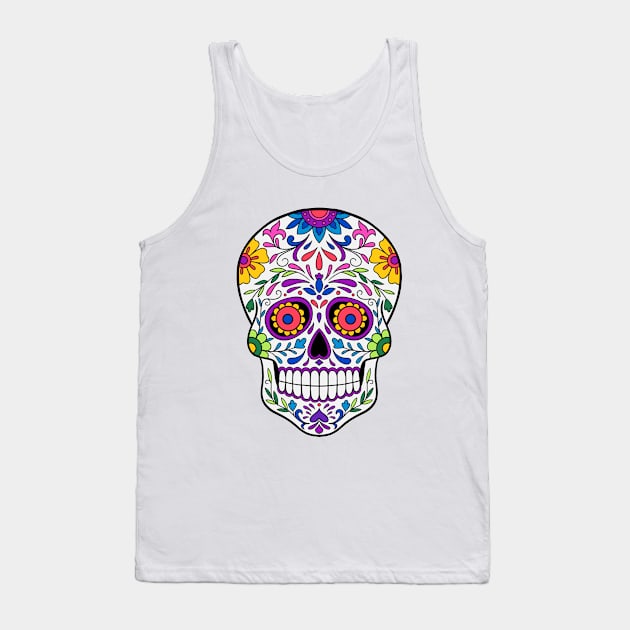 Day of the Dead, Sugar Skull Tank Top by InshynaArt